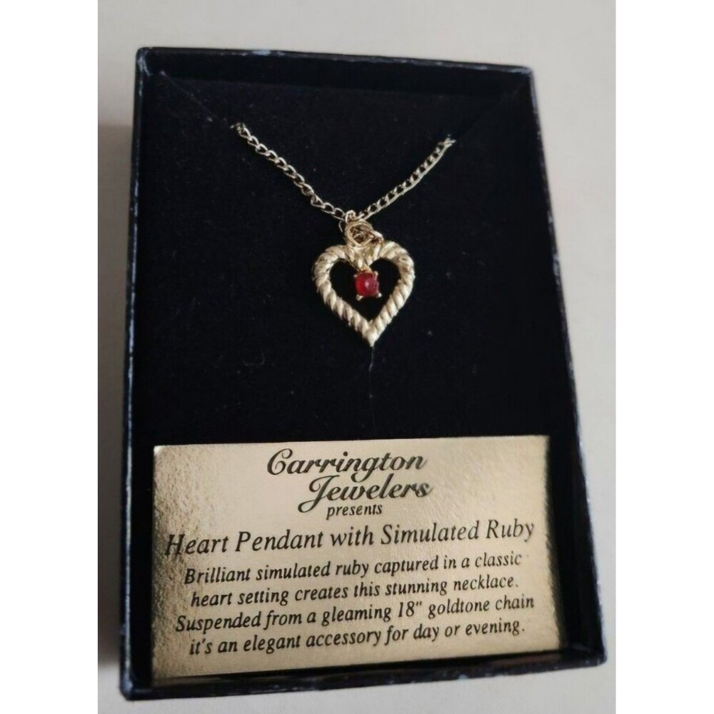 1980's Carrington Jewelers Heart Pendant With Simulated Ruby Smoke Free Home